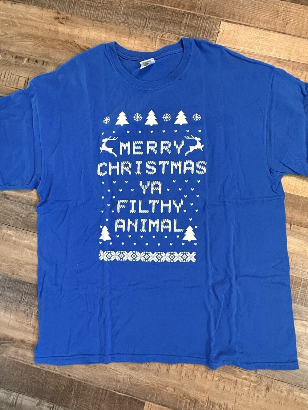 Merry Christmas Ya Filthy Animal Gildan Heavyweight Shirt Sz XL